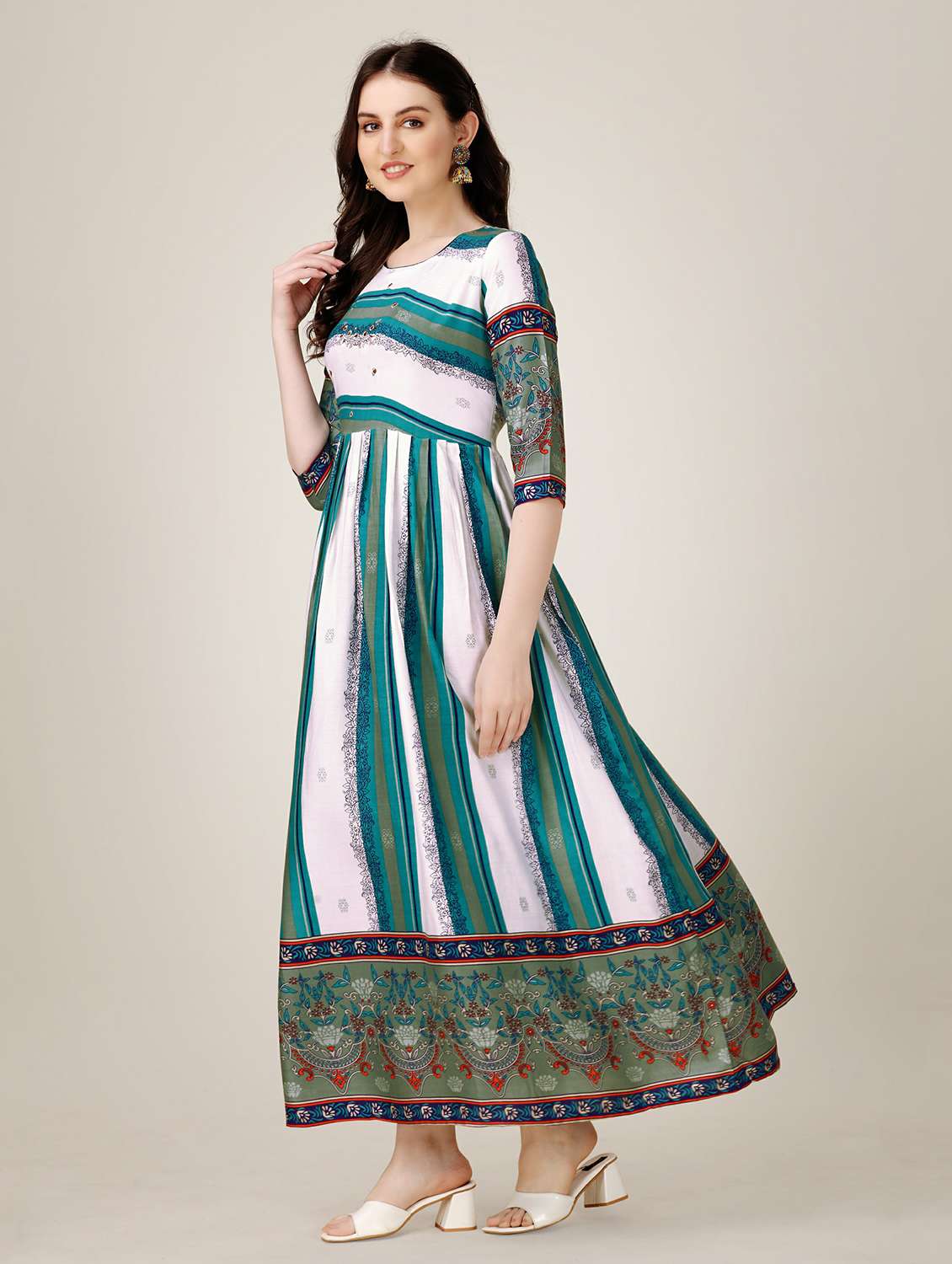 women multi color round neck anarkali kurta - 20317916 - Standard Image - 1