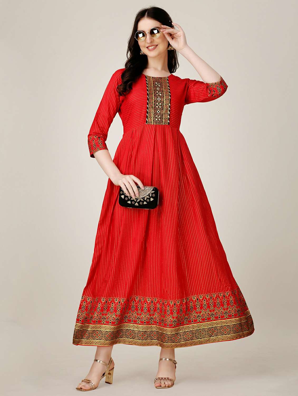 red colored a-line kurta - 20317930 - Standard Image - 1