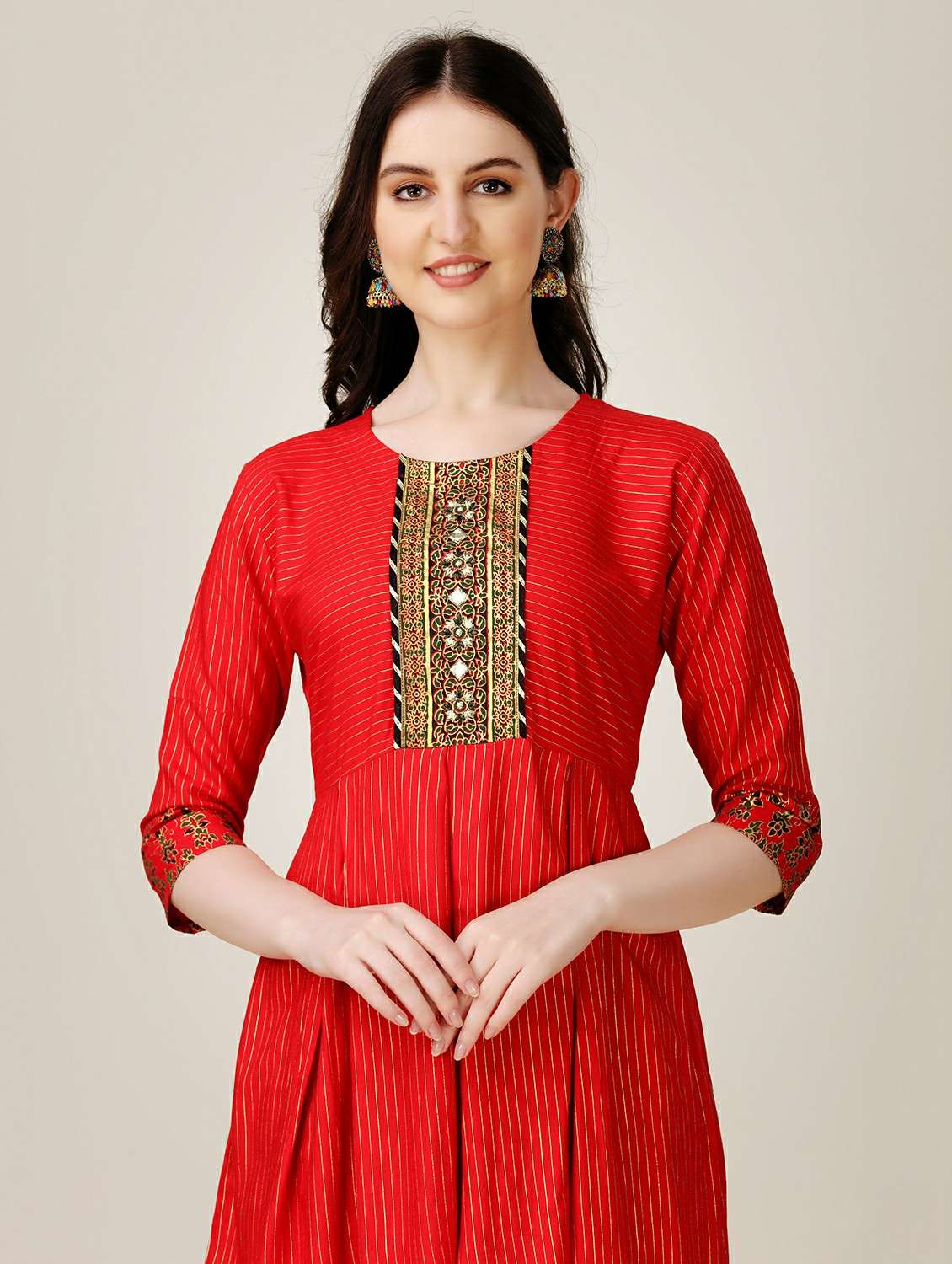 red colored a-line kurta - 20317930 - Standard Image - 4