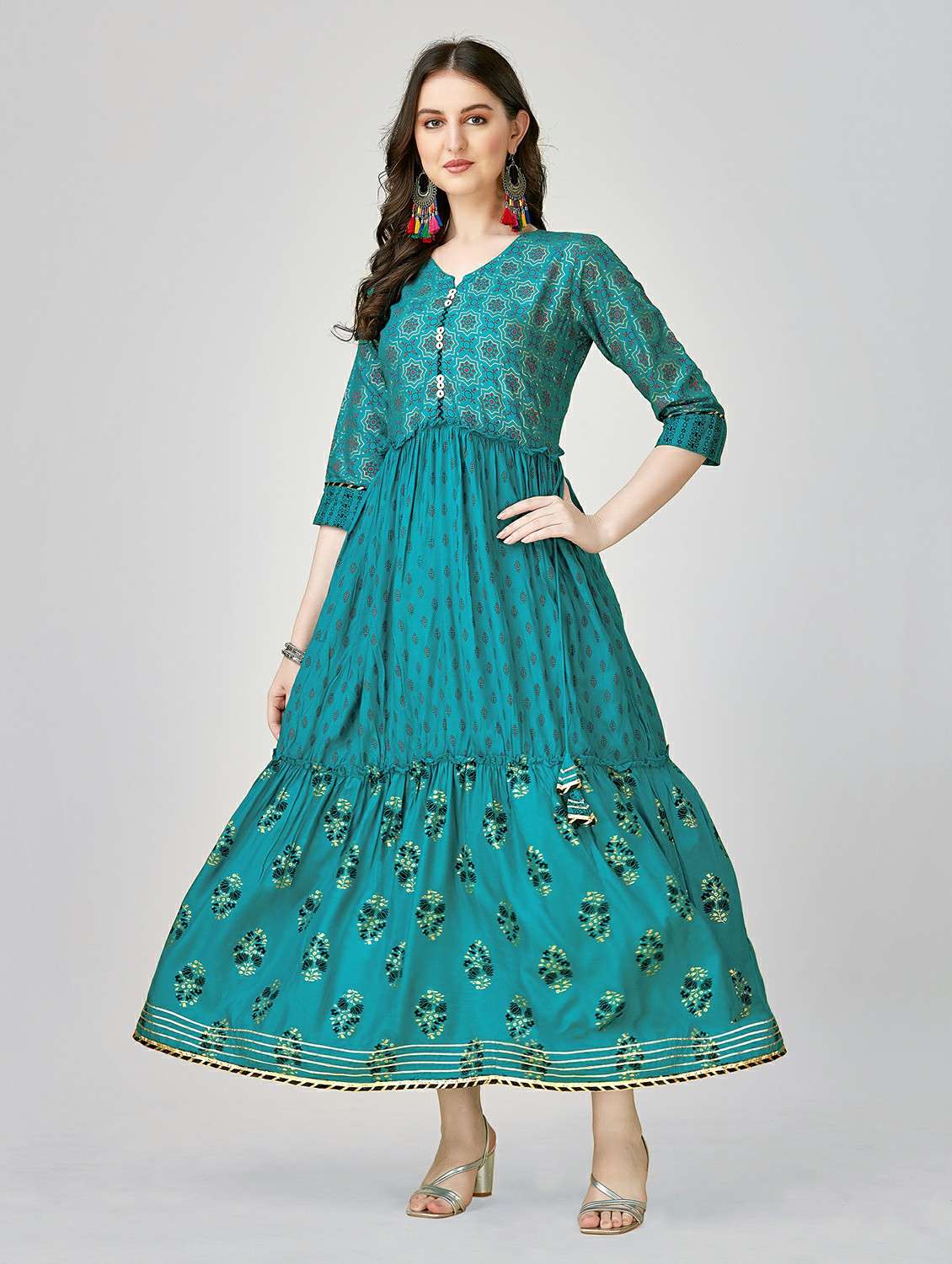 blue colored anarkali kurta - 20317948 - Zoom Image - 0