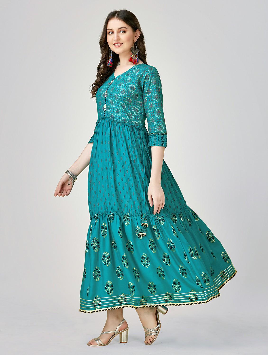 blue colored anarkali kurta - 20317948 - Standard Image - 1