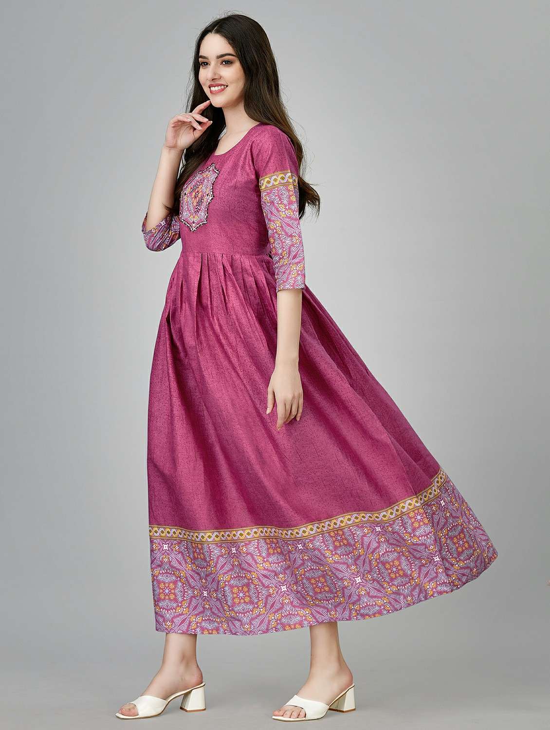 pink colored a-line kurta - 20317950 -  Standard Image - 1
