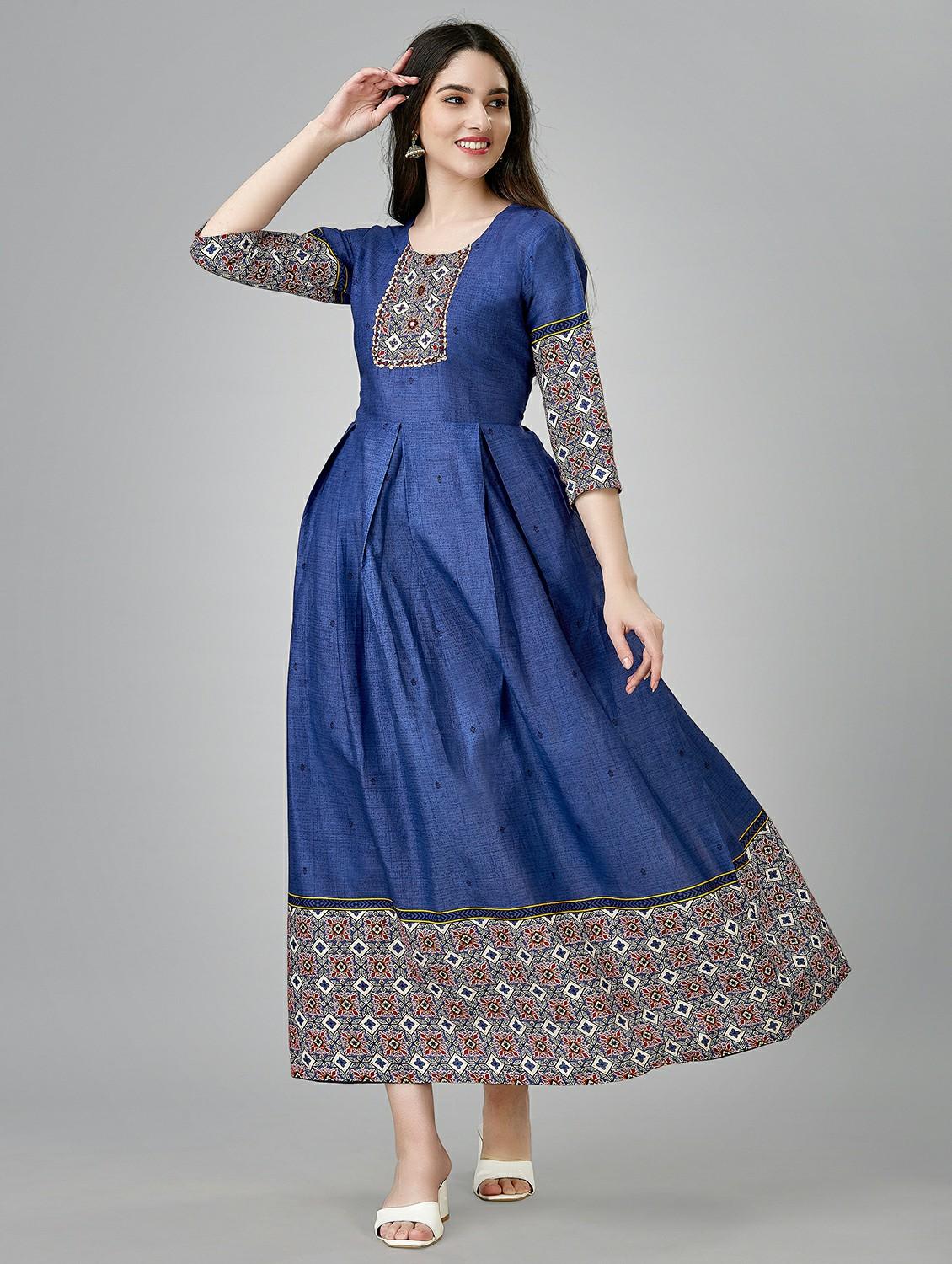 blue colored a-line kurta - 20317952 - Zoom Image - 0