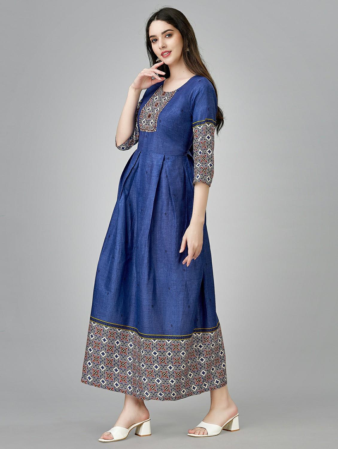 blue colored a-line kurta - 20317952 -  Standard Image - 1