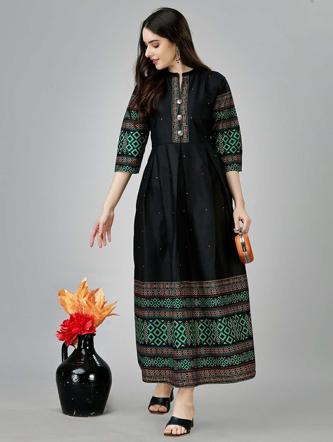 teal colored a-line kurta - 20317954 -  Standard Image - 1