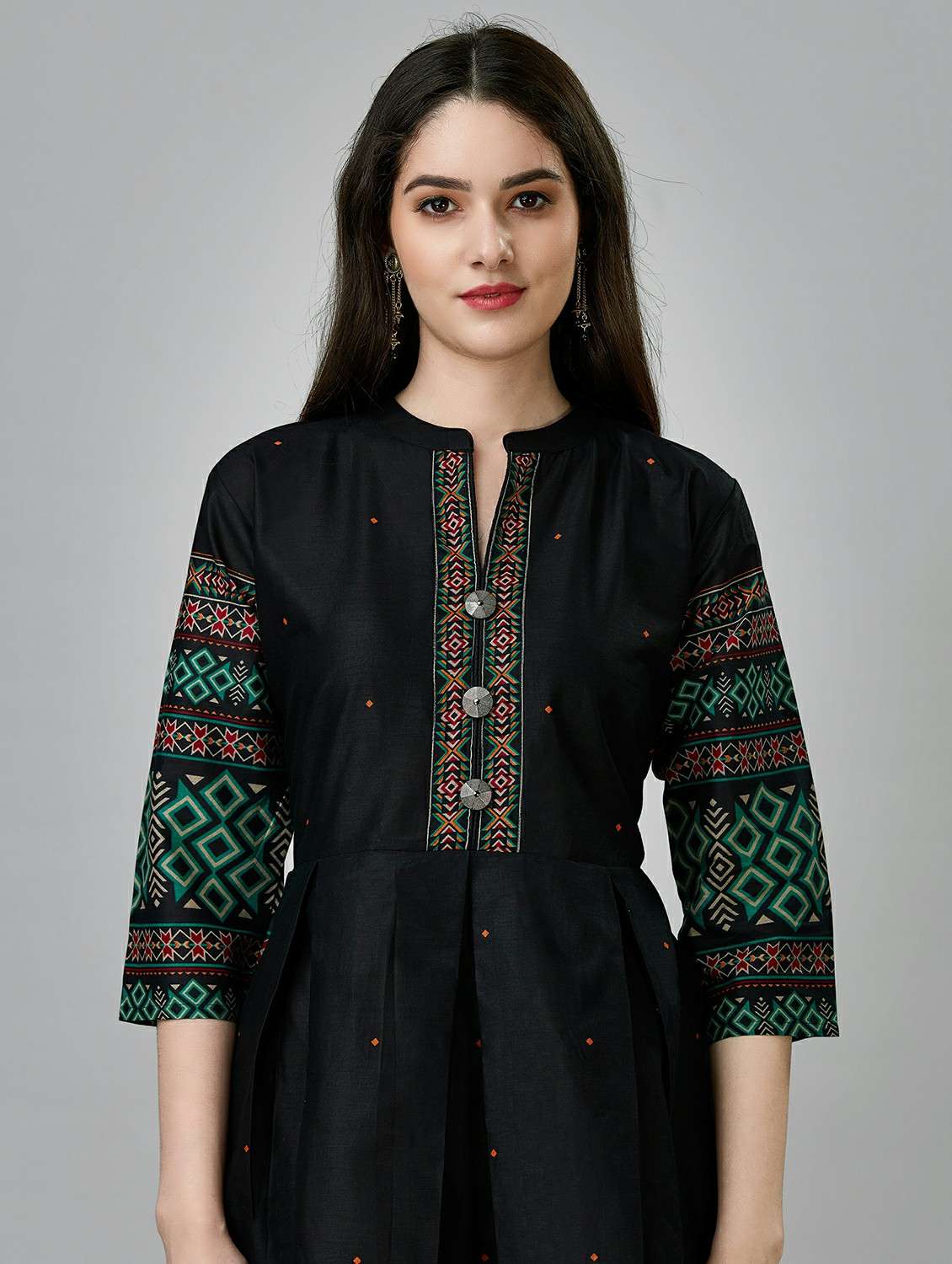 teal colored a-line kurta - 20317954 -  Standard Image - 4