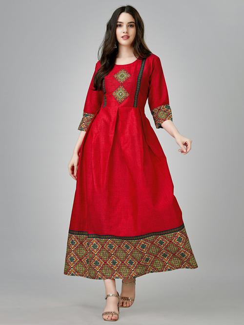 red colored a-line kurta - 20317959 - Standard Image - 0