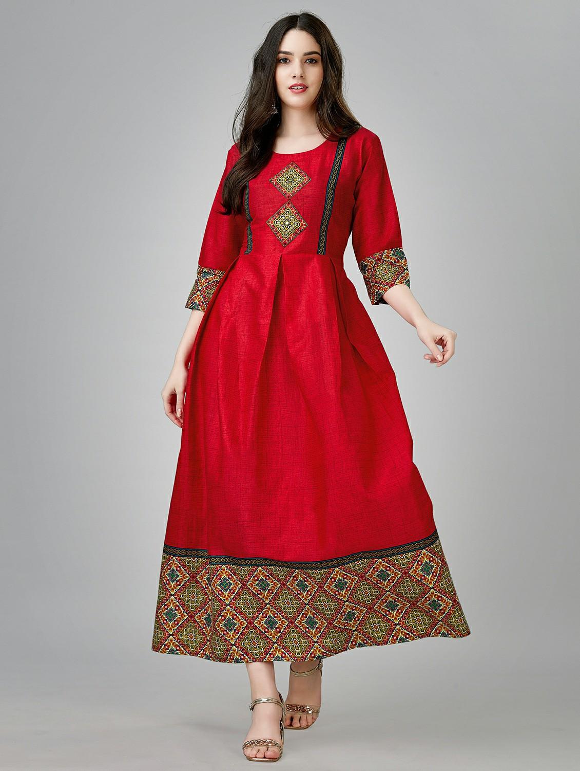 red colored a-line kurta - 20317959 - Zoom Image - 0