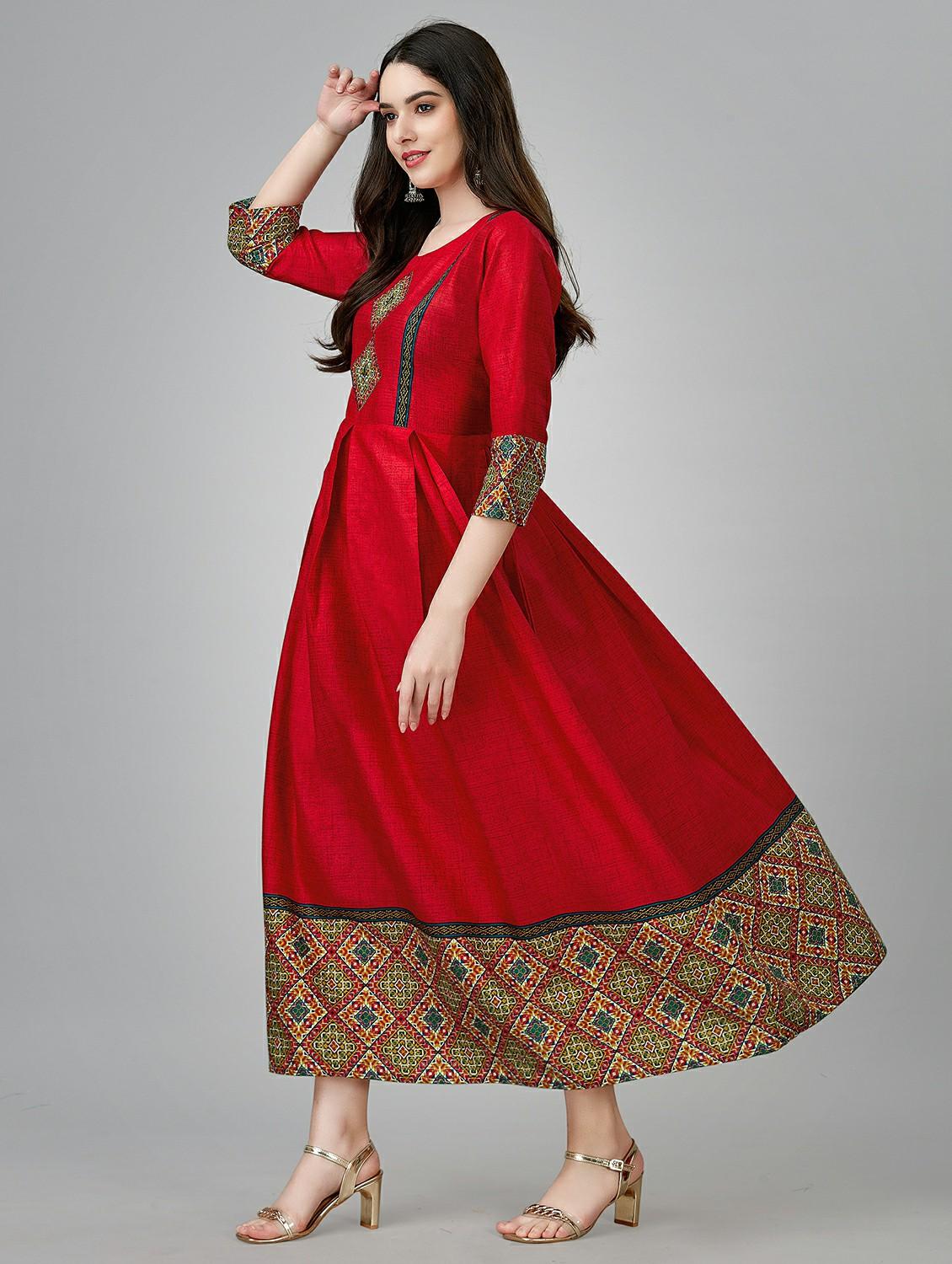 red colored a-line kurta - 20317959 -  Standard Image - 1