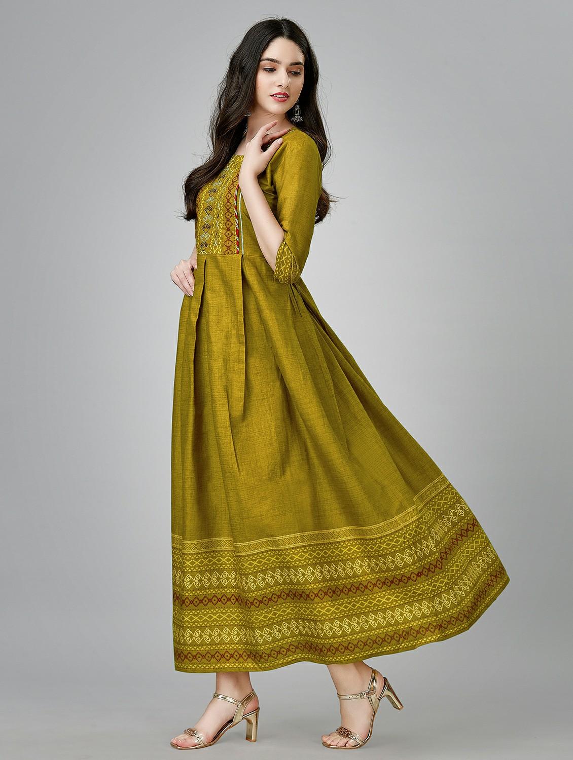 green colored a-line kurta - 20317960 -  Standard Image - 1