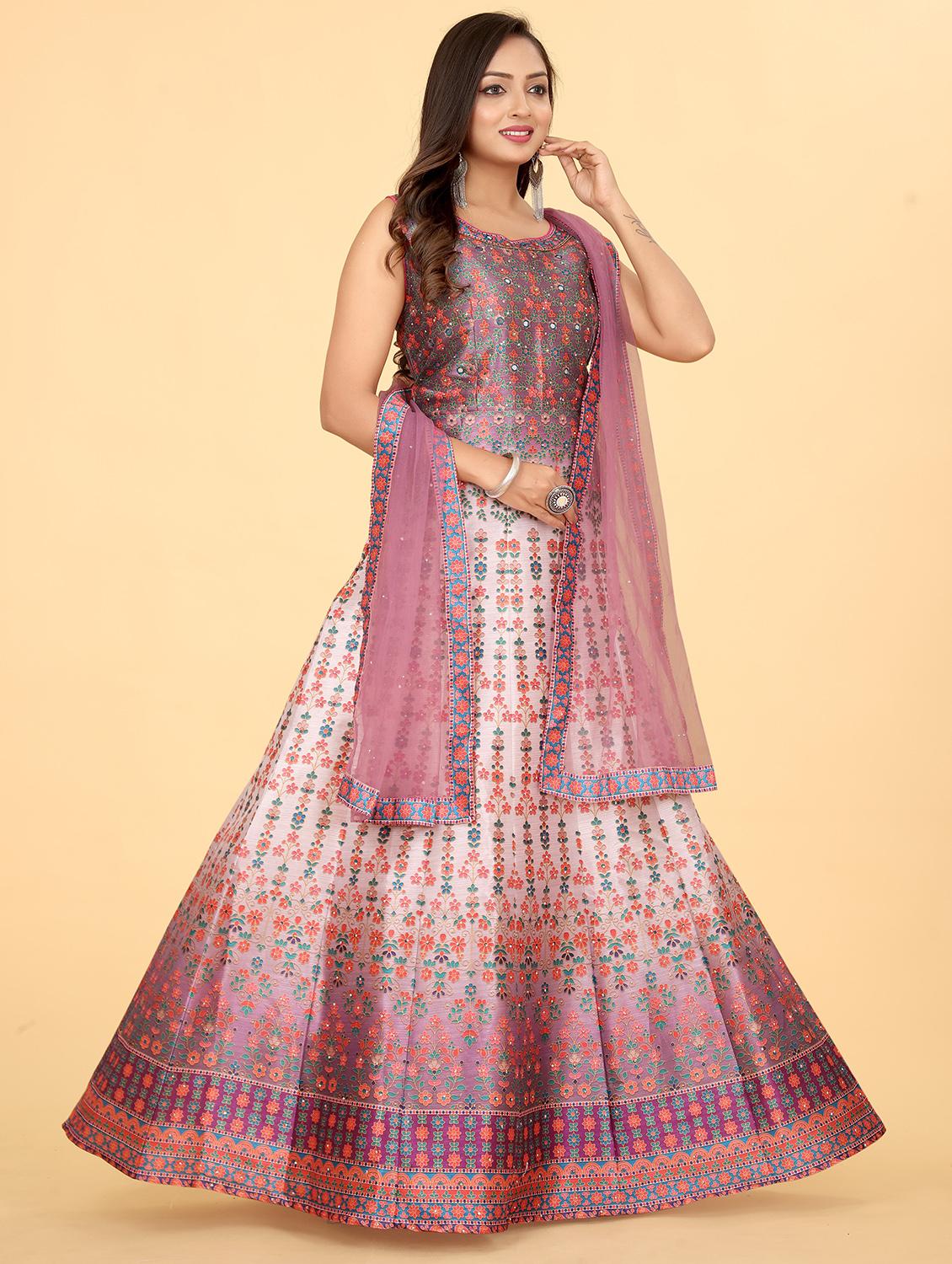 women round neck anarkali gown with dupatta - 20318196 - Standard Image - 1