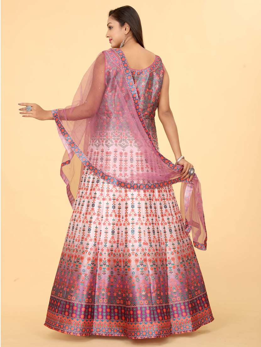 printed silk stitched anarkali gown with dupatta  - 20318197 -  Standard Image - 4