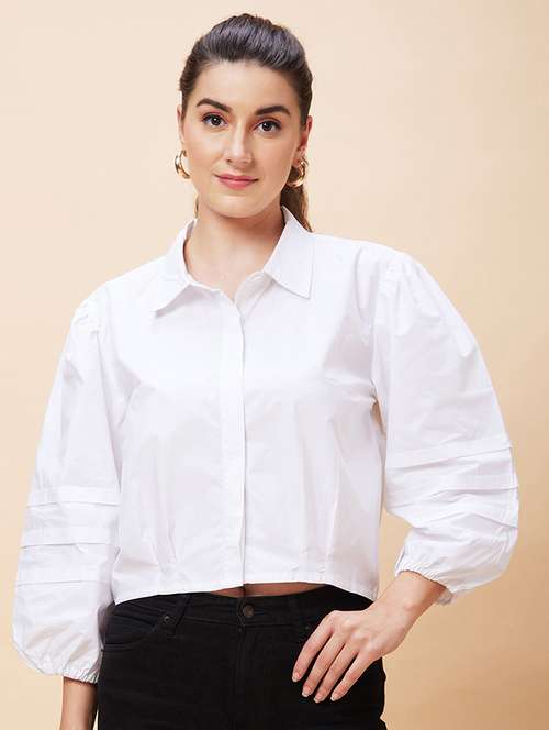 women white cotton shirt style top - 20318628 - Standard Image - 0