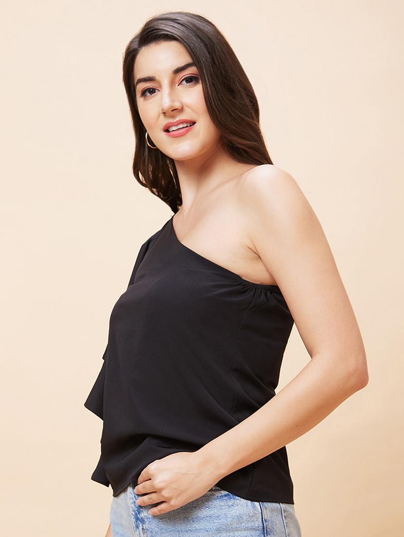 women black polyester regular top - 20318634 - Standard Image - 1
