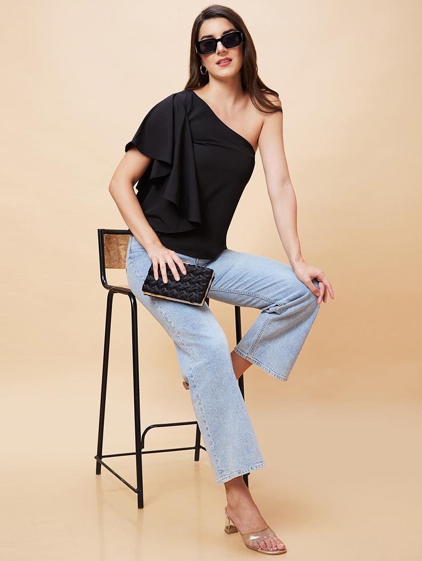 women black polyester regular top - 20318634 - Standard Image - 4