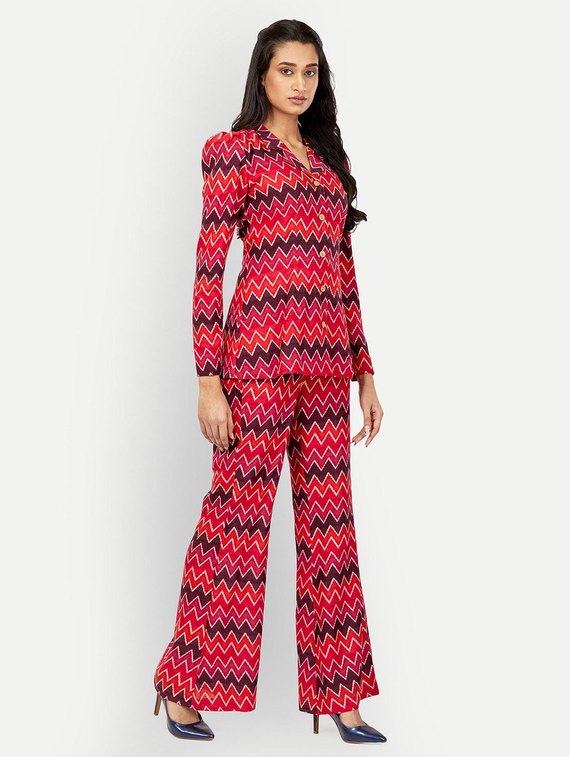 women multi color lapel neck co-ord sets - 20318831 - Standard Image - 1