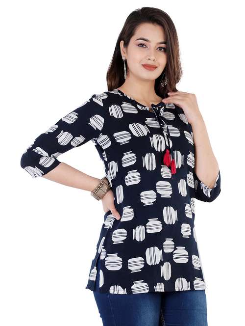 navy blue printed a-line tunic - 20319331 -  Standard Image - 0