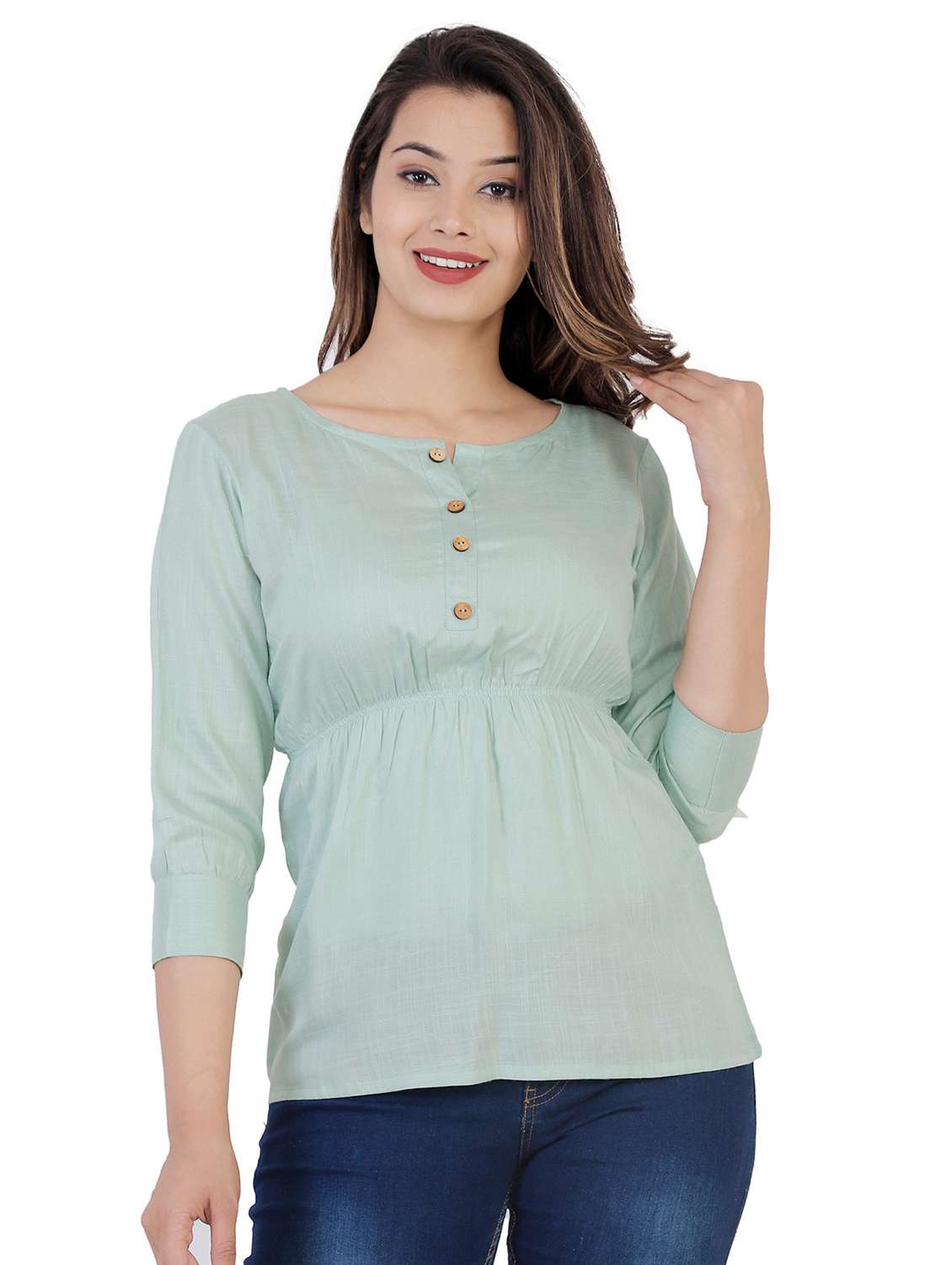 purist blue solid peplum tunic