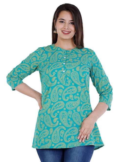 turquoise paisley printed a-line tunic