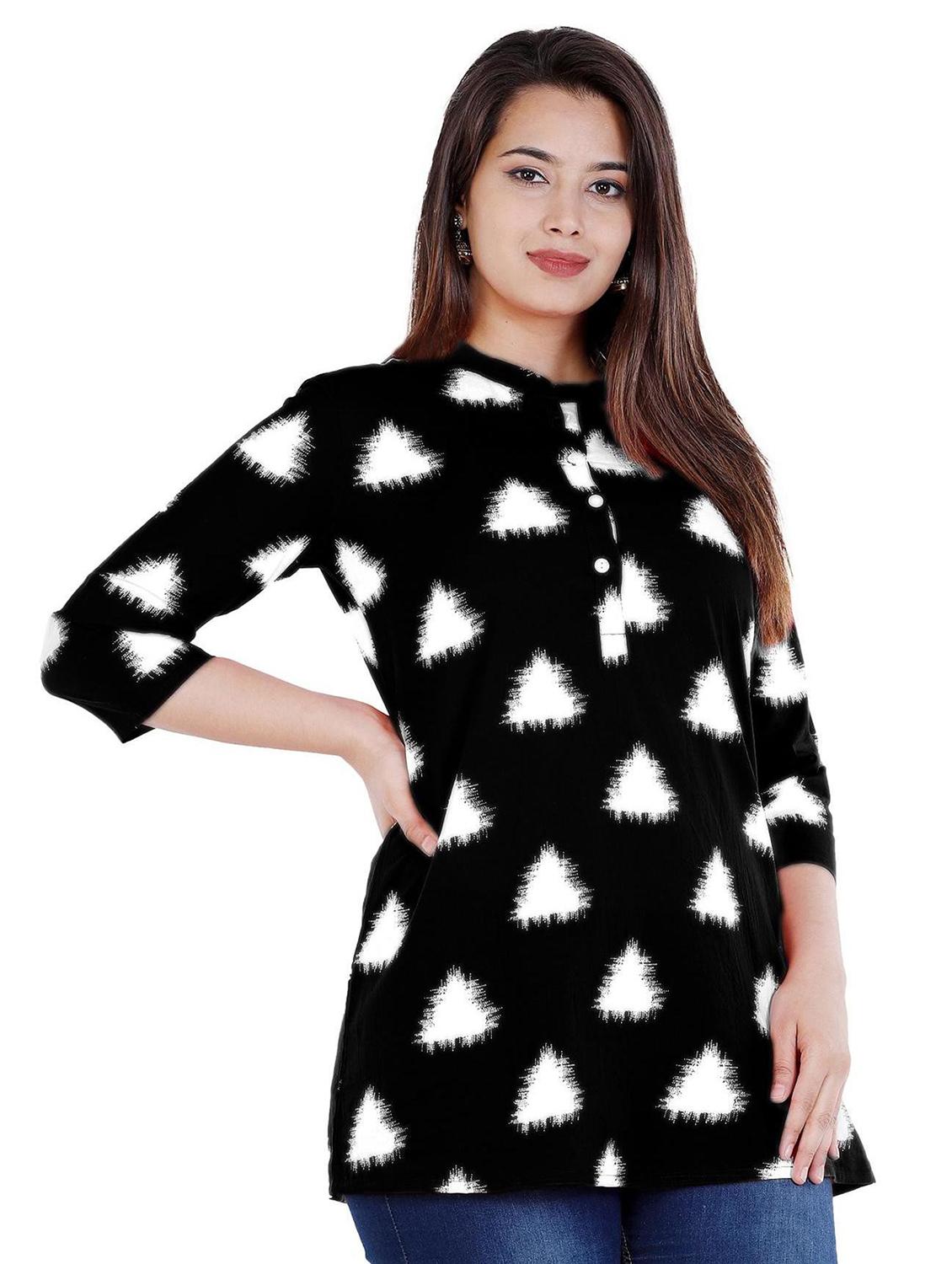 black printed regular tunic - 20319375 - Standard Image - 1
