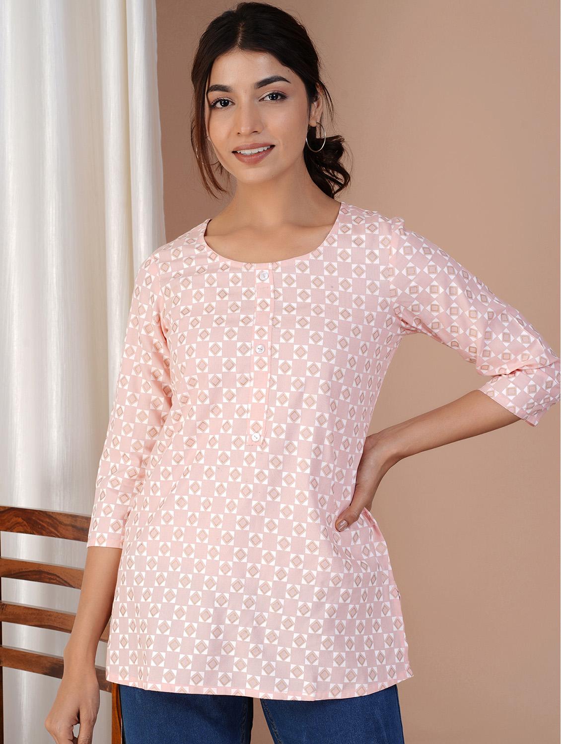 pink geometric printed regular top - 20319408 -  Zoom Image - 0
