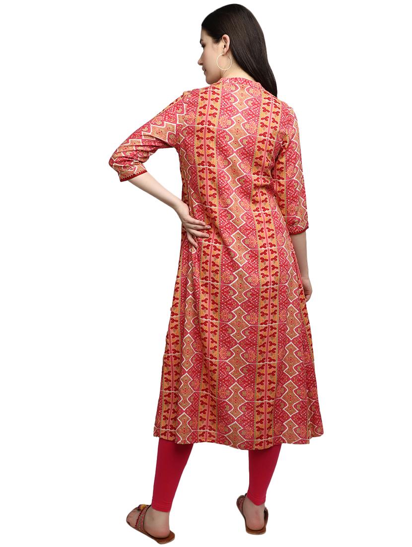 embroidered kurta with printed jacket - 20319708 - Standard Image - 4