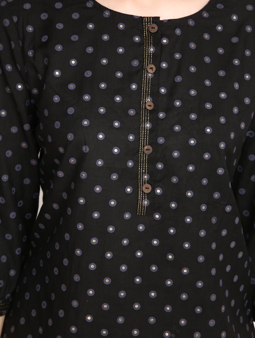 foil printed polka dots straight kurta - 20319758 - Standard Image - 6