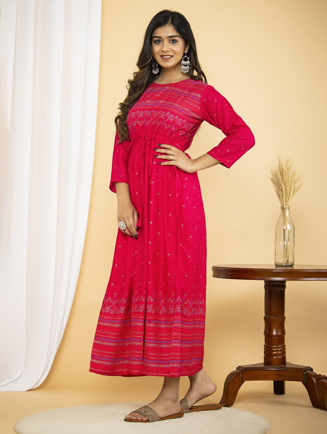 pink colored a-line kurta - 20321374 -  Standard Image - 1