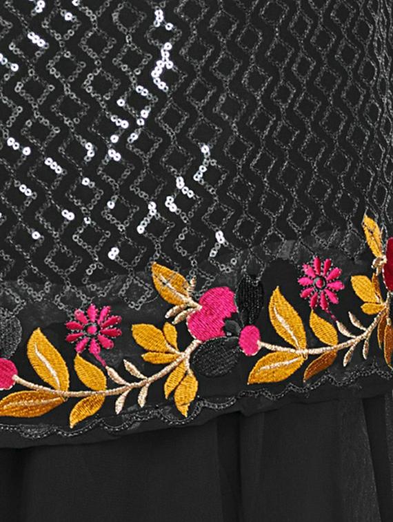 black colored kurta sharara set - 20321378 - Standard Image - 4