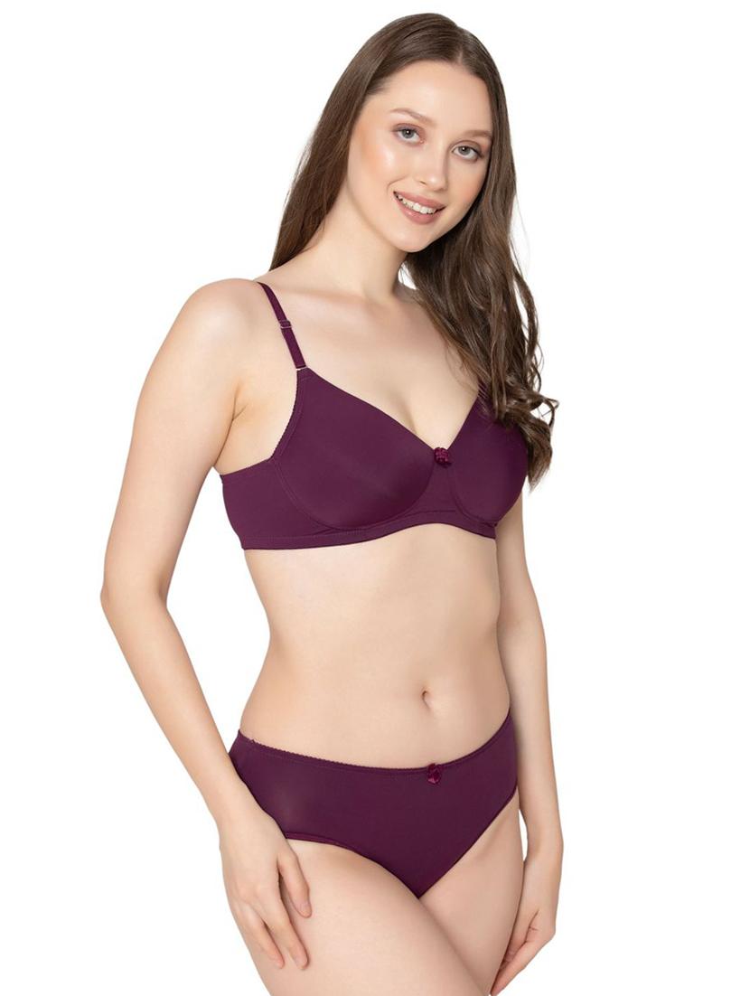 women solid bra and panty set - 20322083 - Standard Image - 1