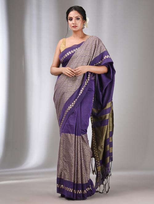 women's printed purple colored saree with blouse - 20322486 -  Standard Image - 0