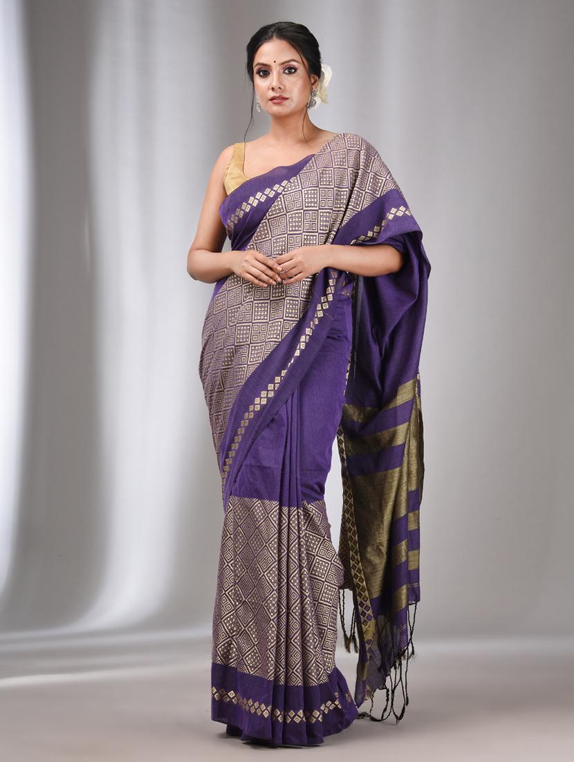 women's printed purple colored saree with blouse - 20322486 -  Zoom Image - 0