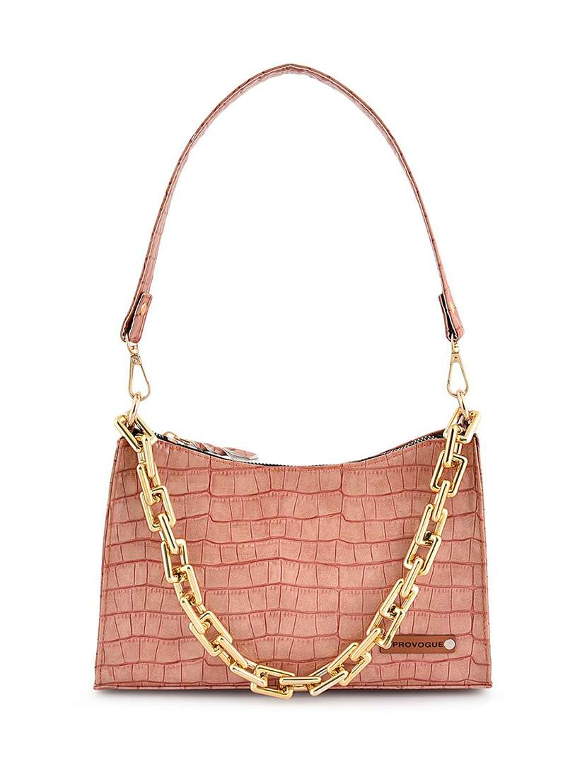 peach leatherette (pu) hobo handbag
