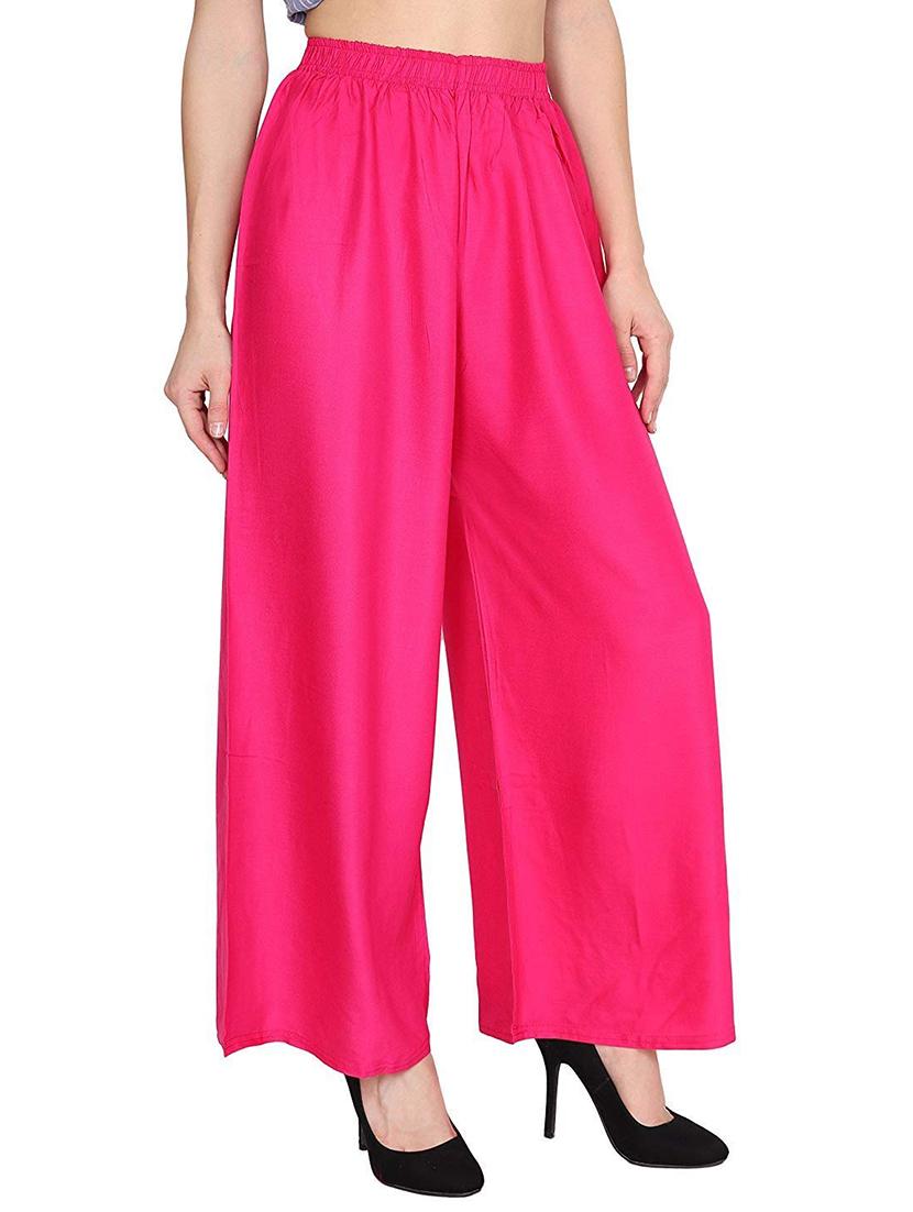 women pink solids palazzo - 20322658 - Standard Image - 1