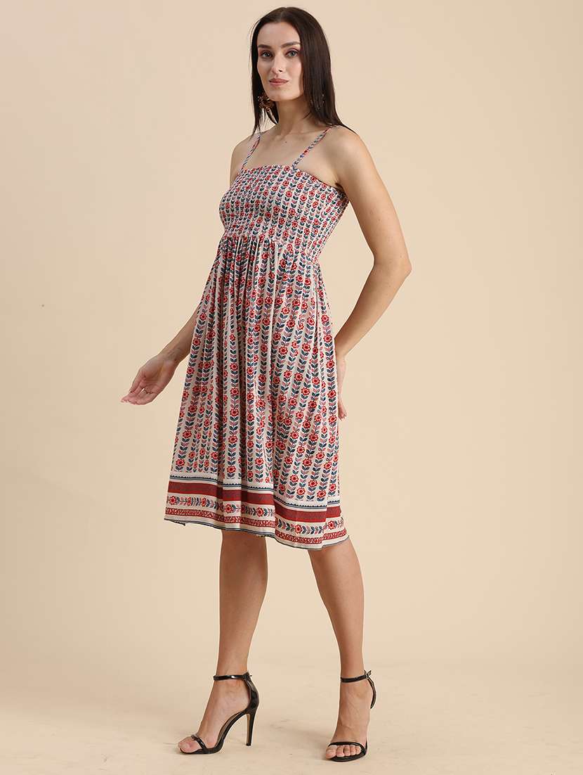  floral print shoulder strap fit & flare dress - 20322925 -  Standard Image - 1