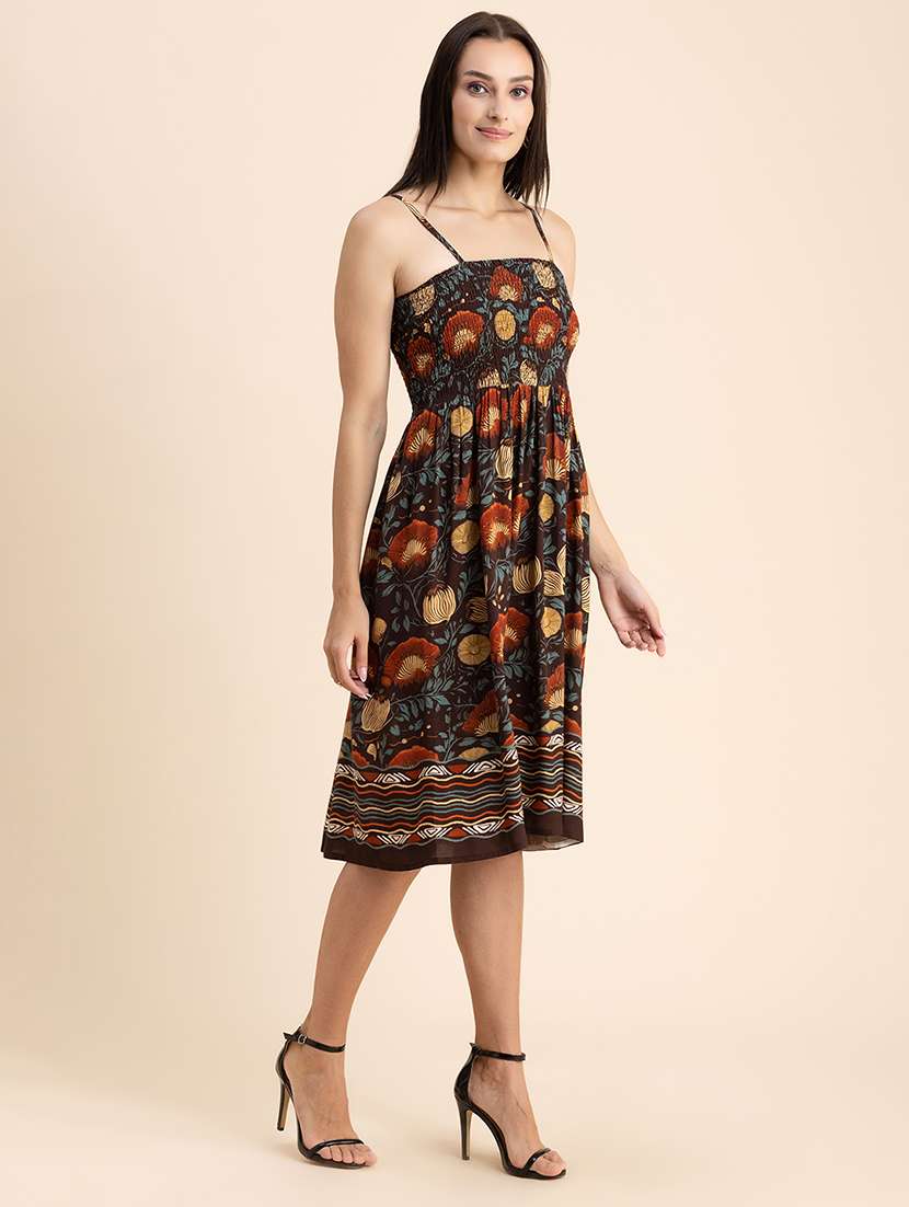  floral print shoulder strap fit & flare dress - 20322926 -  Standard Image - 1