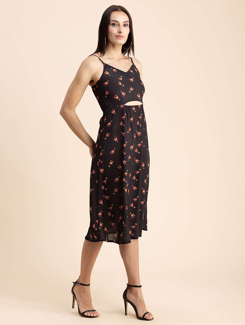  floral print shoulder strap a-line dress - 20322934 -  Standard Image - 1