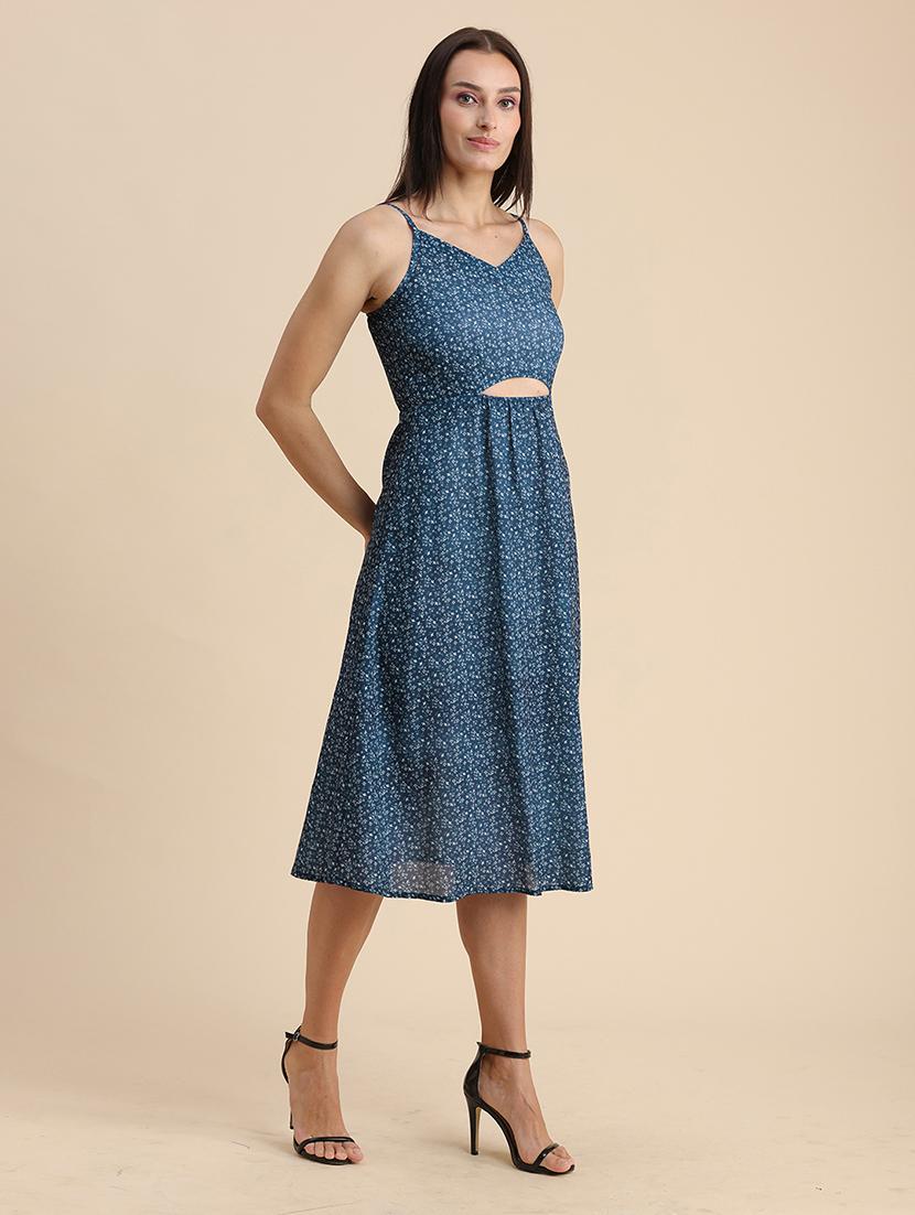 floral print shoulder strap a-line dress - 20322936 - Standard Image - 1