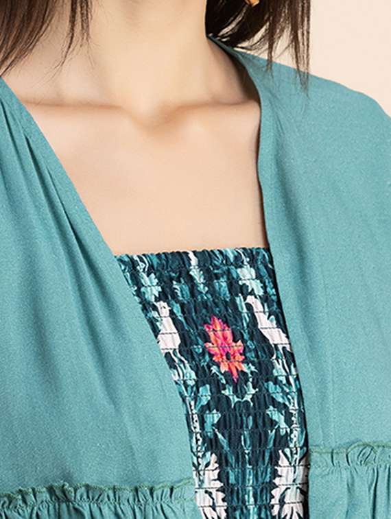 women multi color printed rayon fit & flare dress - 20322952 - Standard Image - 4