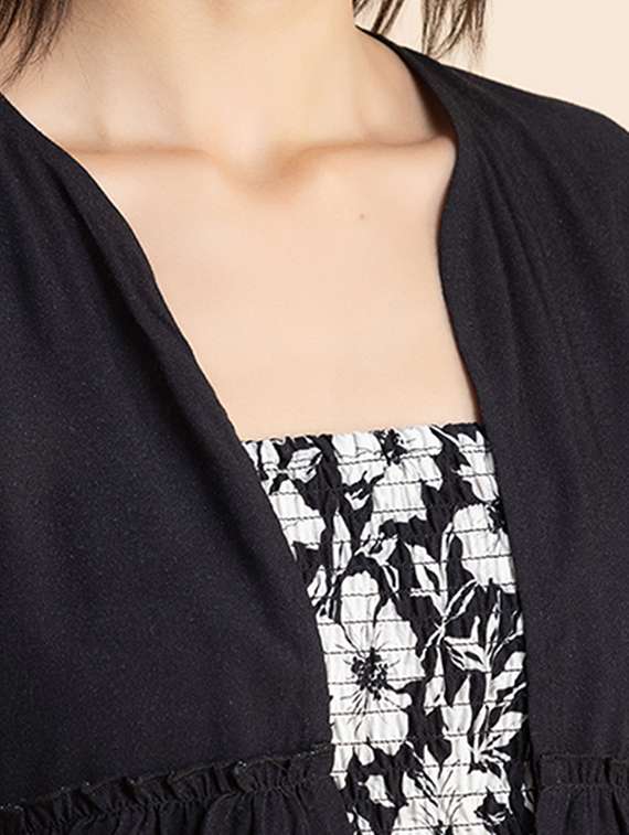 black floral fit & flare dress with shrug - 20322953 -  Standard Image - 4