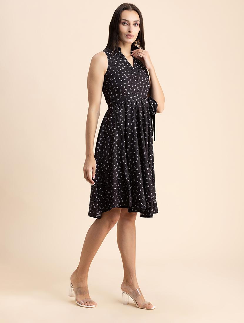 black printed empire line dress - 20322955 - Standard Image - 1
