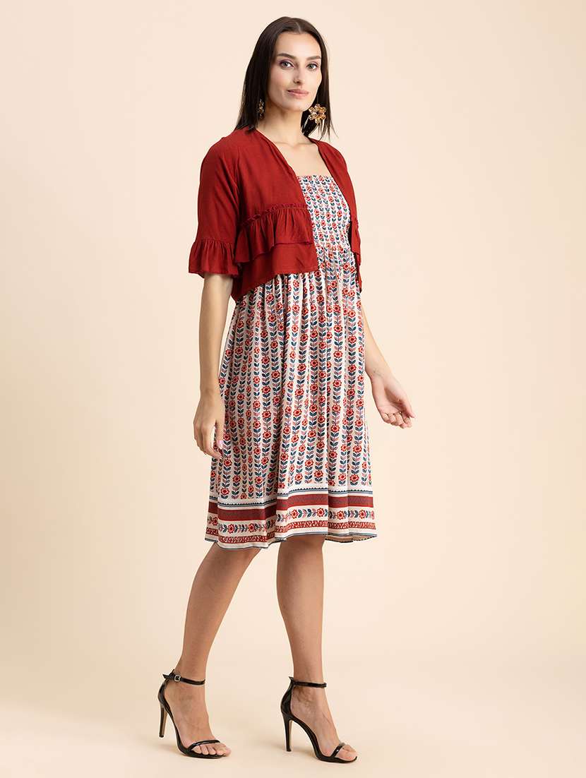 multi colored floral fit & flare dress - 20322960 -  Standard Image - 1