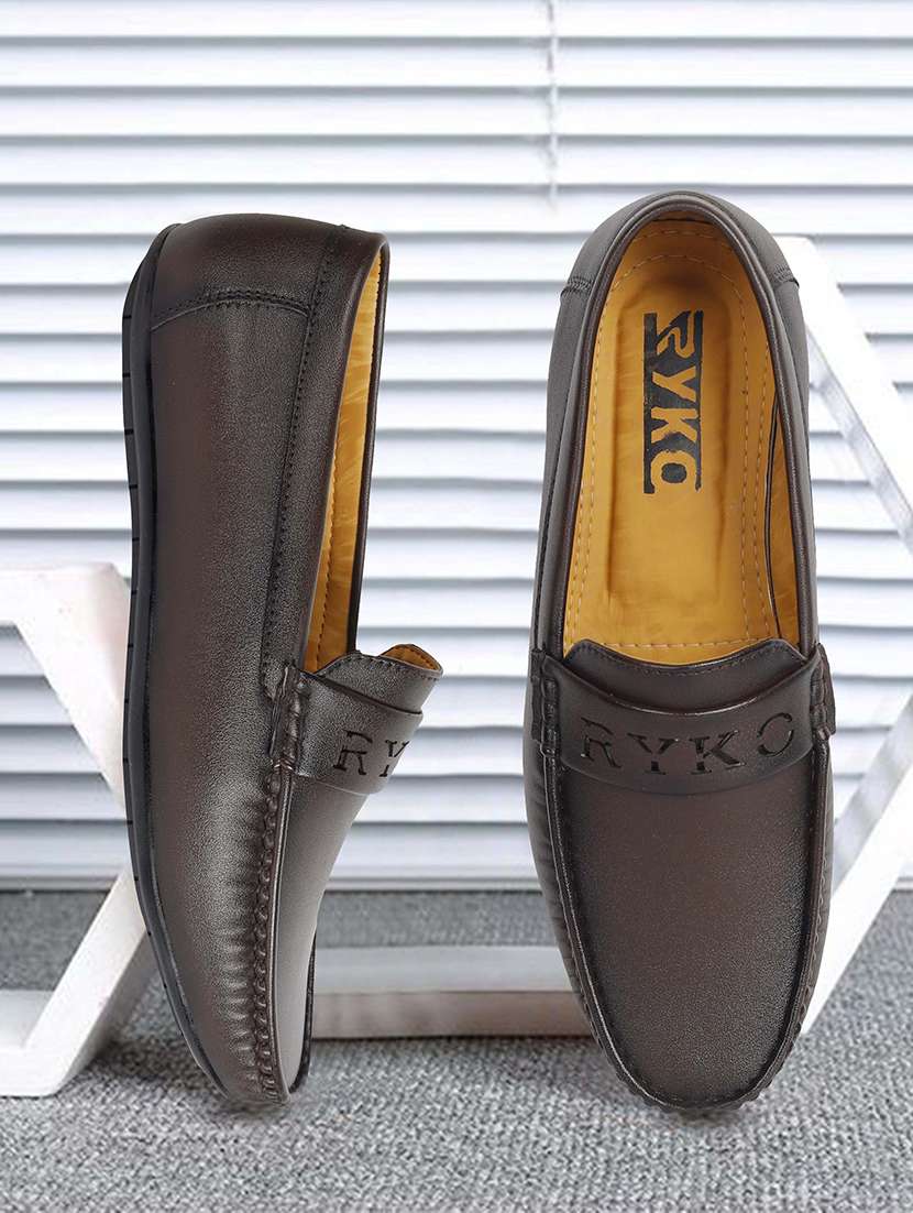men dark brown slip on loafer