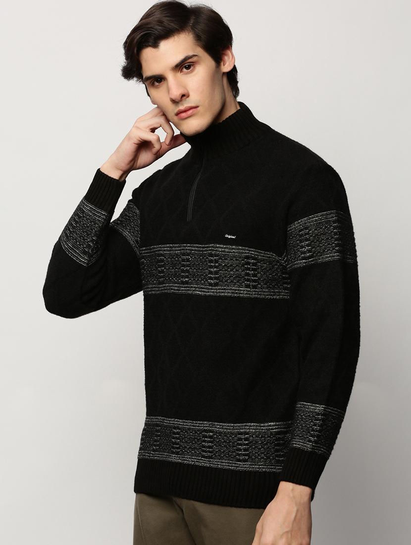 men black turtle neck acrylic pullover - 20322986 -  Standard Image - 1