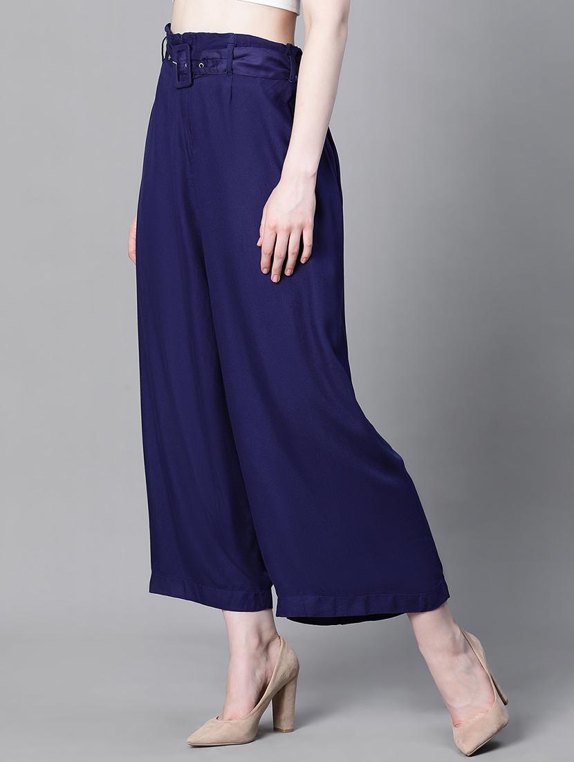solid navy blue pleated trouser - 20323062 - Standard Image - 1