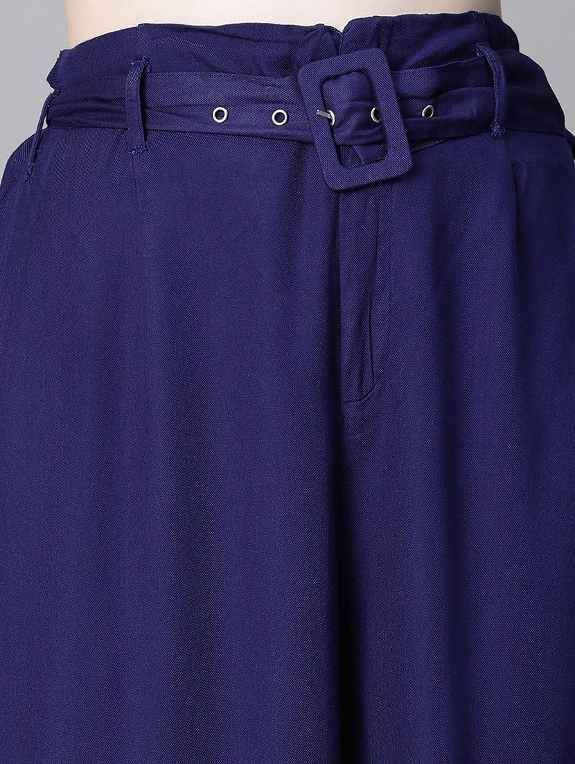 solid navy blue pleated trouser - 20323062 - Standard Image - 4