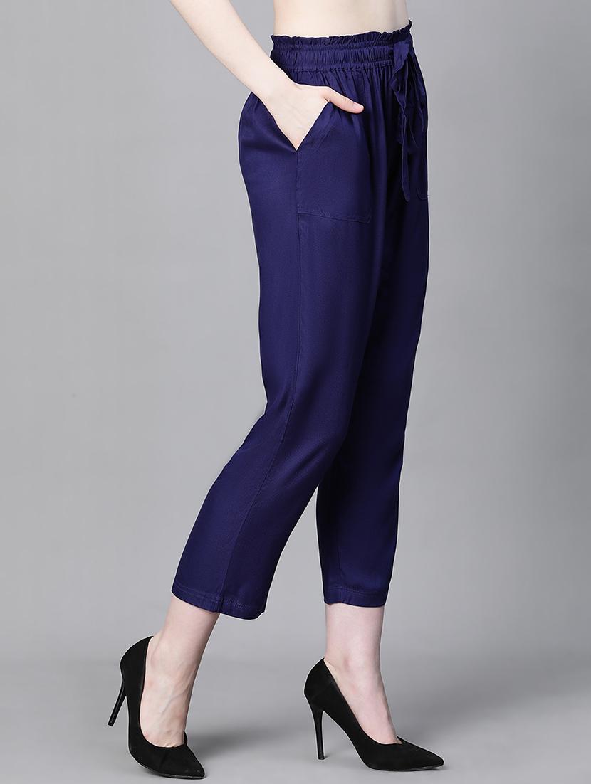 solid navy blue flat front trouser - 20323065 - Standard Image - 1