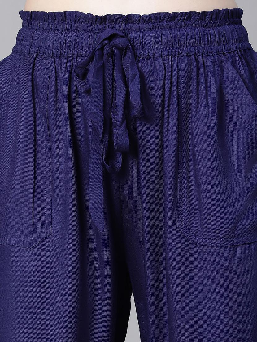 solid navy blue flat front trouser - 20323065 - Standard Image - 4