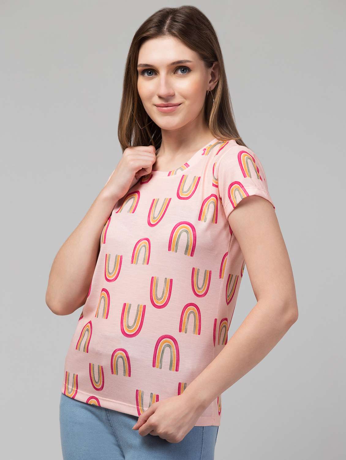 women's all over print round neck t-shirt - 20323085 - Standard Image - 1