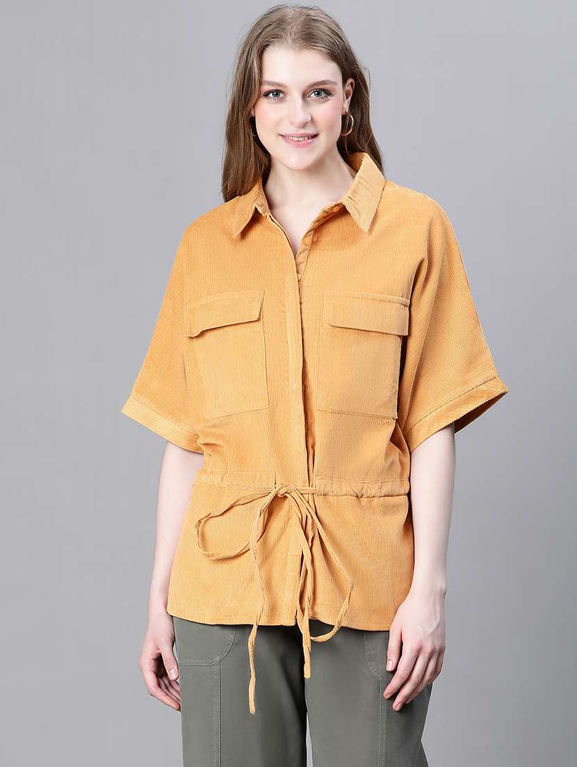 mustard self design regular jacket